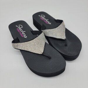 Skechers Rhinestone Sparkle Yoga Foam Flip Flop Women’s Sz 9 Comfort